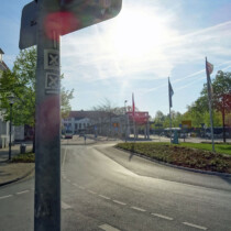 Wegmarkierung am Bahnhof Hameln E1 Wegmarkierung